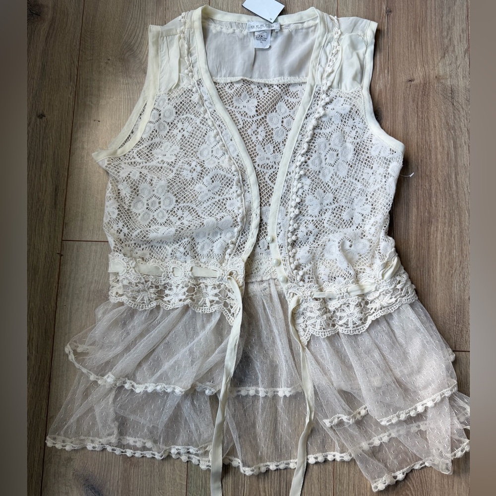 Boho Lace & Tulle Ivory Women's Vest size XL feminine